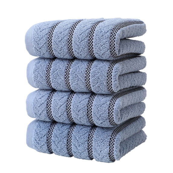 Lksixu 4 Pack Hand Towels Set, Cotton Striped Decorative Face Towels, 400 GSM Ultra Soft and Highly Absorbent Towels, Microfiber Bath Towels for Bathroom, Gym, Shower, Hotel and Spa, 13x30 Inch