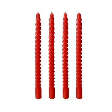 Lksixu 4 Pack Taper Candles Set, 10 inch Paraffin Wax Spiral Taper Candles, Dripless Unscented and Smokeless Dinner Candle Long Burning Tall Candlesticks for Wedding Party and Home