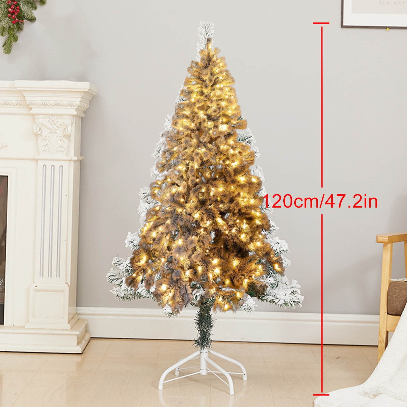 Lksixu 4 Sizes Illuminated Snowflake Flocked Christmas Tree, Equipped