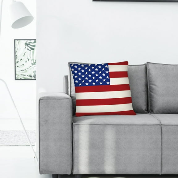 Lksixu 4th of July Pillow Covers, 18x18 inch Star & Stripes American Flag Patriotic Throw Pillow Case, Soft Independence Day Memorial Day Decorative Square Cushion Cover for Home Sofa Couch Bed