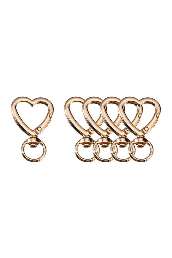 5 Pcs Heart Shape Keychain, Metal Heart Key Ring with Spring Snap Hook, Sturdy Decorative Key Chain for DIY Crafts Keys Backpack Luggage, Valentine's Day Gift for Her