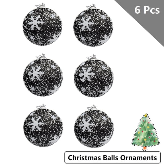Lksixu 6 Pcs Christmas Balls Ornaments, Christmas Tree Decorations 3.15" Foam Glitter Sequin Decorative Balls Pendants with Snowflake Pattern, Shatterproof Christmas Tree Hanging Baubles for Holiday