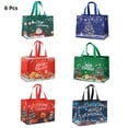 thumbnail image 1 of Lksixu 6 Pcs Christmas Gift Bags, Merry Christmas Santa Pattern Tote Bags with Handles, Reusable Grocery Bag Christmas Themed Non-Woven Shopping Bags for Gifts Wrapping Party Supplies(12.6"x6.7"x9.8"), 1 of 6