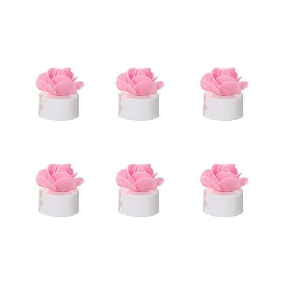 Lksixu 6 Pcs Flameless Candles, Valentine's Day Rose Petals Electronic Candle Artificial Rose Flowers Tea Lights, Battery Operated LED Candle Lights Romantic Night Scene Layout for Proposal Wedding