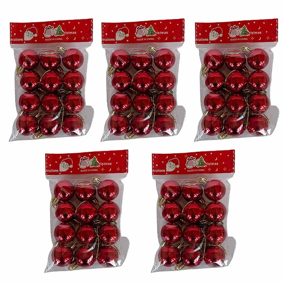 Lksixu 60 Pcs Christmas Balls Ornaments for Xmas Tree, Christmas Decorations 1.2" Mini Glitter Polished Decorative Balls with Rope, Shatterproof Christmas Tree Hanging Baubles for Holiday Party