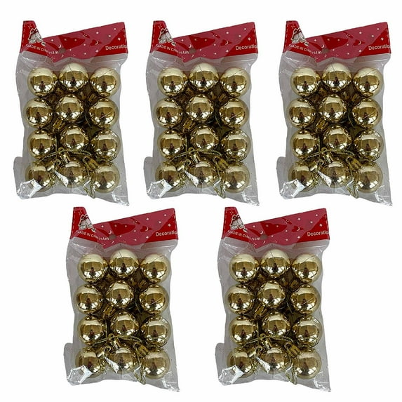 Lksixu 60 Pcs Christmas Balls Ornaments for Xmas Tree, Christmas Decorations 1.2" Mini Glitter Polished Decorative Balls with Rope, Shatterproof Christmas Tree Hanging Baubles for Holiday Party