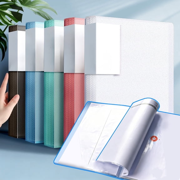 Lksixu 60 Pocket Binder with Plastic Sleeves, A4 Size File Organizer with Clear Sheet Protectors, Waterproof Tear-Resistant Portfolio Folder, Portable Document Paper Holder for School Office Supplies