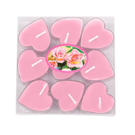 Lksixu 9 Pcs Heart Shape Tealight Candles, Unscented Soy Wax Decorative Candles with Base, Dripless Long Lasting Smokeless Candles Romantic Love Night Scene Layout for Proposal Wedding Anniversary
