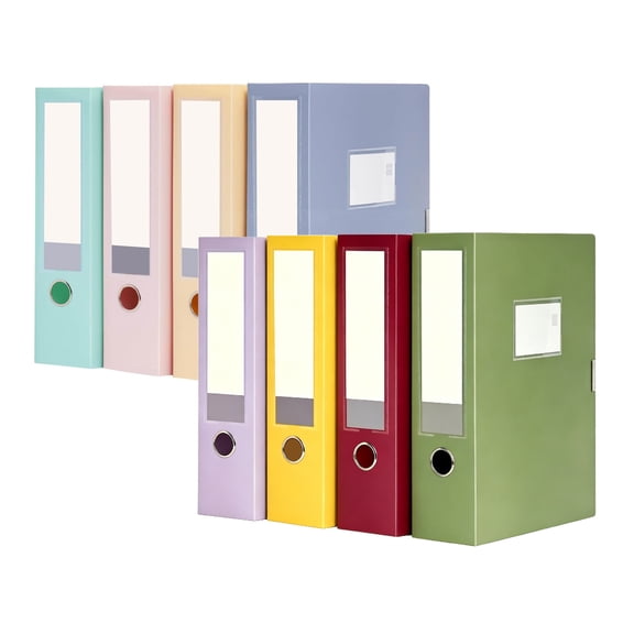 Lksixu A4 Storage File Boxes, Large Capacity Plastic Archives Cases with Lid, Portable Foldable File Folder Paper Organizer with Label Pocket, Document Filing Box for School Office Supplies