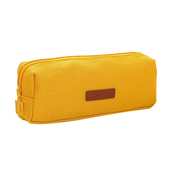 Lksixu Aesthetic Pencil Case, Large Capacity Canvas Pencil Pouch with Zipper, Simple Style Pen Holder Stationery Organizer Portable Travel Makeup Bag for Office College (Orange)