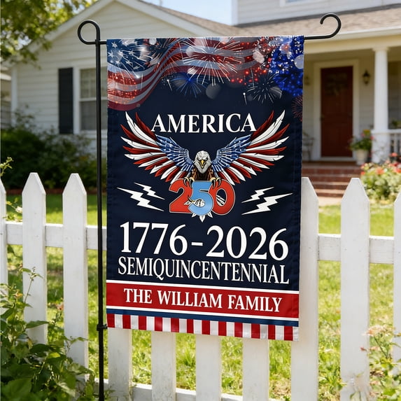 Lksixu America 250th Anniversary Garden Flag, 1776-2026 Commemorative USA 250 Years Banner, Double-Sided Cotton Linen Bald Eagle Design Patriotic Yard Sign, 4th of July Decorations for Outdoor Lawn