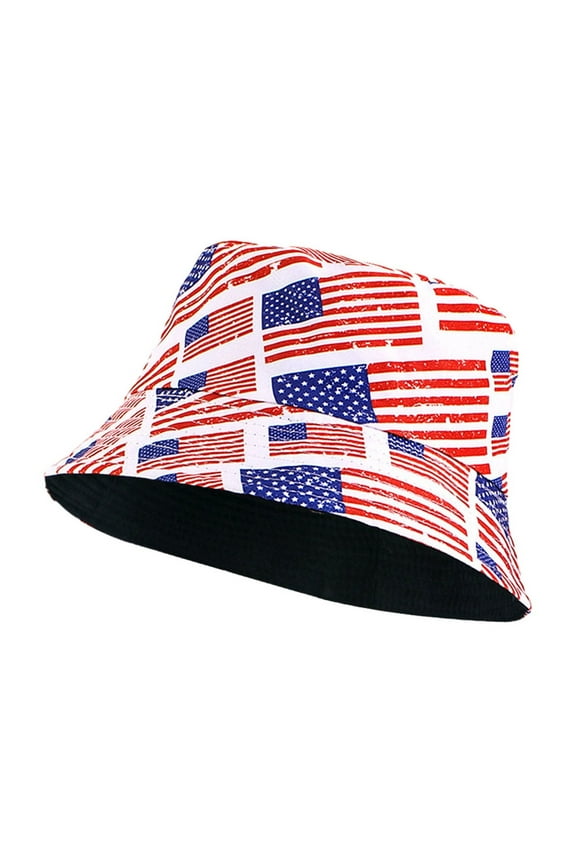American Flag Bucket Hat, Independence Day Star & Stripes Print Patriotic Sun Hat, 4th of July Wide Brim Fisherman Cap UV Protection Breathable Summer Beach Cap for Camping Fishing Outdoor