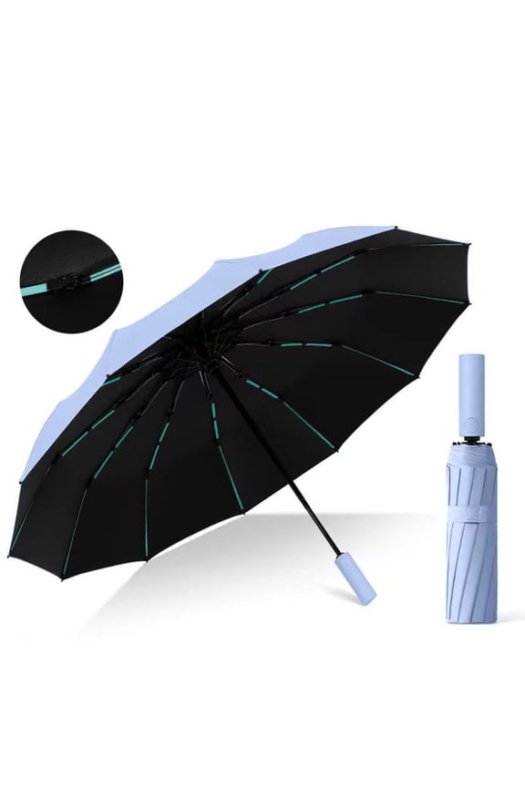 Automatic Travel Umbrella, 42 Inch Large Solid Color Compact Umbrella for Rain and Sun, Portable Folding Umbrella with Auto Open/Close, Reinforced Windproof Umbrella with Waterproof Canopy