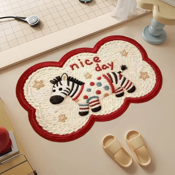 Lksixu Bathroom Rugs, 15.7"x23.6" Cute Horse Pattern Decorative Floor Mats, Super Absorbent and Quick Dry Bath Rugs, Non-Slip Entrance Carpet with Rubber Backing for Bathroom Kitchen Front Door