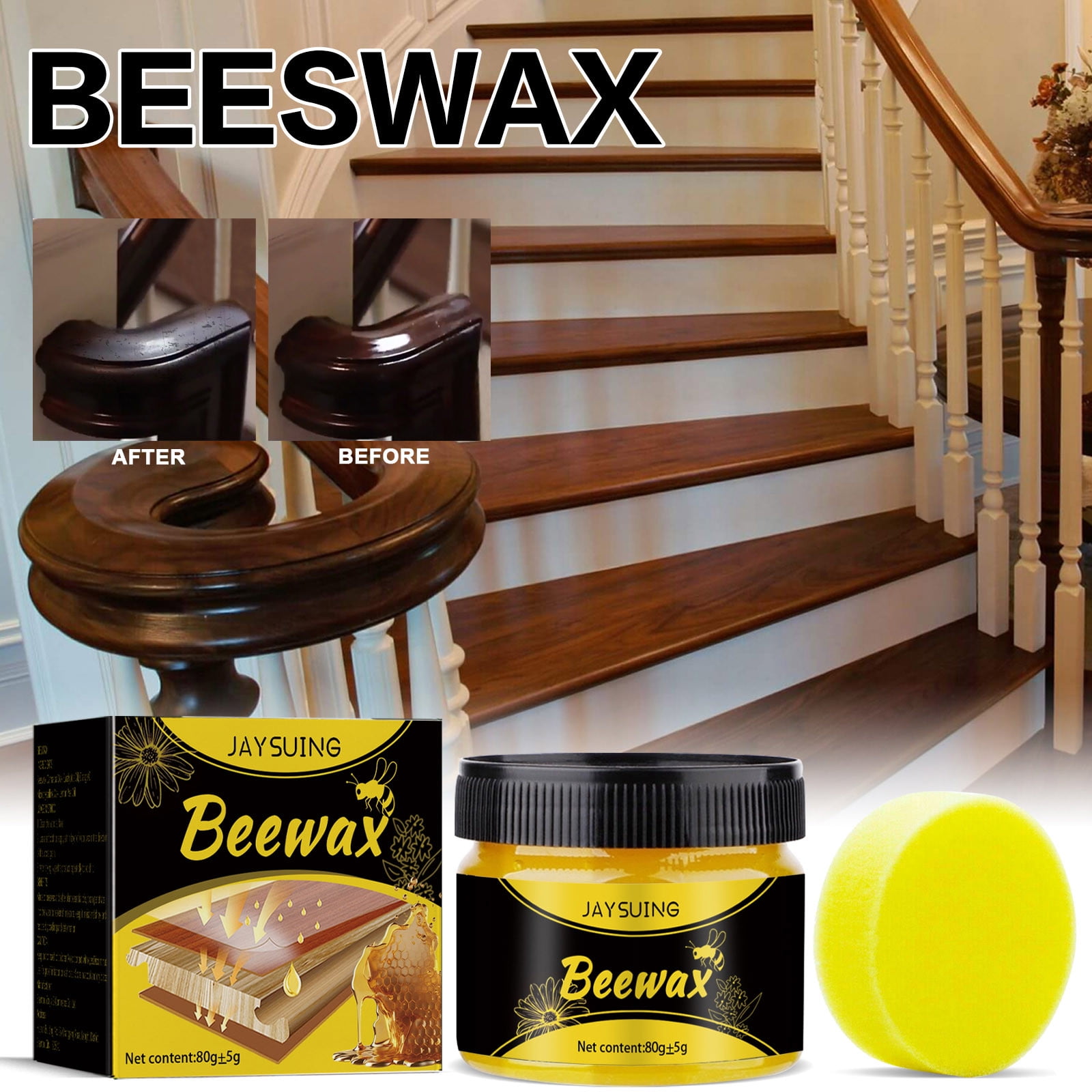 Lksixu Beeswax Furniture Polish, Wood Seasoning Beeswax for Furniture