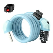 Lksixu Bike Lock Cable, 4 Feet Long Self Coiling Bike Lock 5-Digit Resettable Combination Lock with Night Vision Light, Anti-Theft Bicycle Security Lock with Mounting Bracket for Outdoor Scooters
