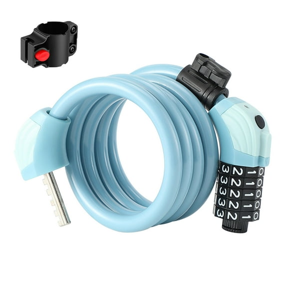 Lksixu Bike Lock Cable, 4 Feet Long Self Coiling Bike Lock 5-Digit Resettable Combination Lock with Night Vision Light, Anti-Theft Bicycle Security Lock with Mounting Bracket for Outdoor Scooters