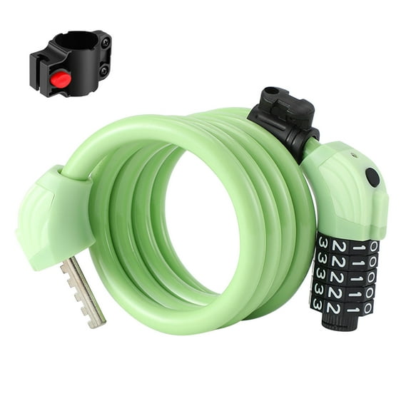 Lksixu Bike Lock Cable, 4 Feet Long Self Coiling Bike Lock 5-Digit Resettable Combination Lock with Night Vision Light, Anti-Theft Bicycle Security Lock with Mounting Bracket for Outdoor Scooters