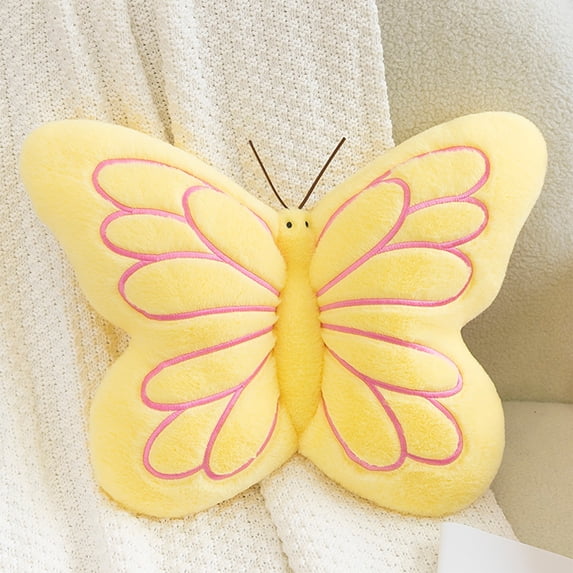 Lksixu Butterfly Throw Pillow, 17.7 inch Velvet Butterfly Shaped Plush Pillow, Ultra Soft Cute Stuffed Animal Decorative Cushion, Lumbar Support Pillow for Sofa Couch Bedroom & Living Room