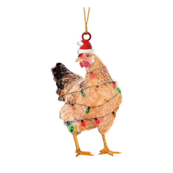 Lksixu Christmas Chicken Ornaments - Hanging Rooster Decoration for Christmas Tree, Acrylic Hanging Chicken Christmas Ornaments for Christmas Bedroom Car Pendant