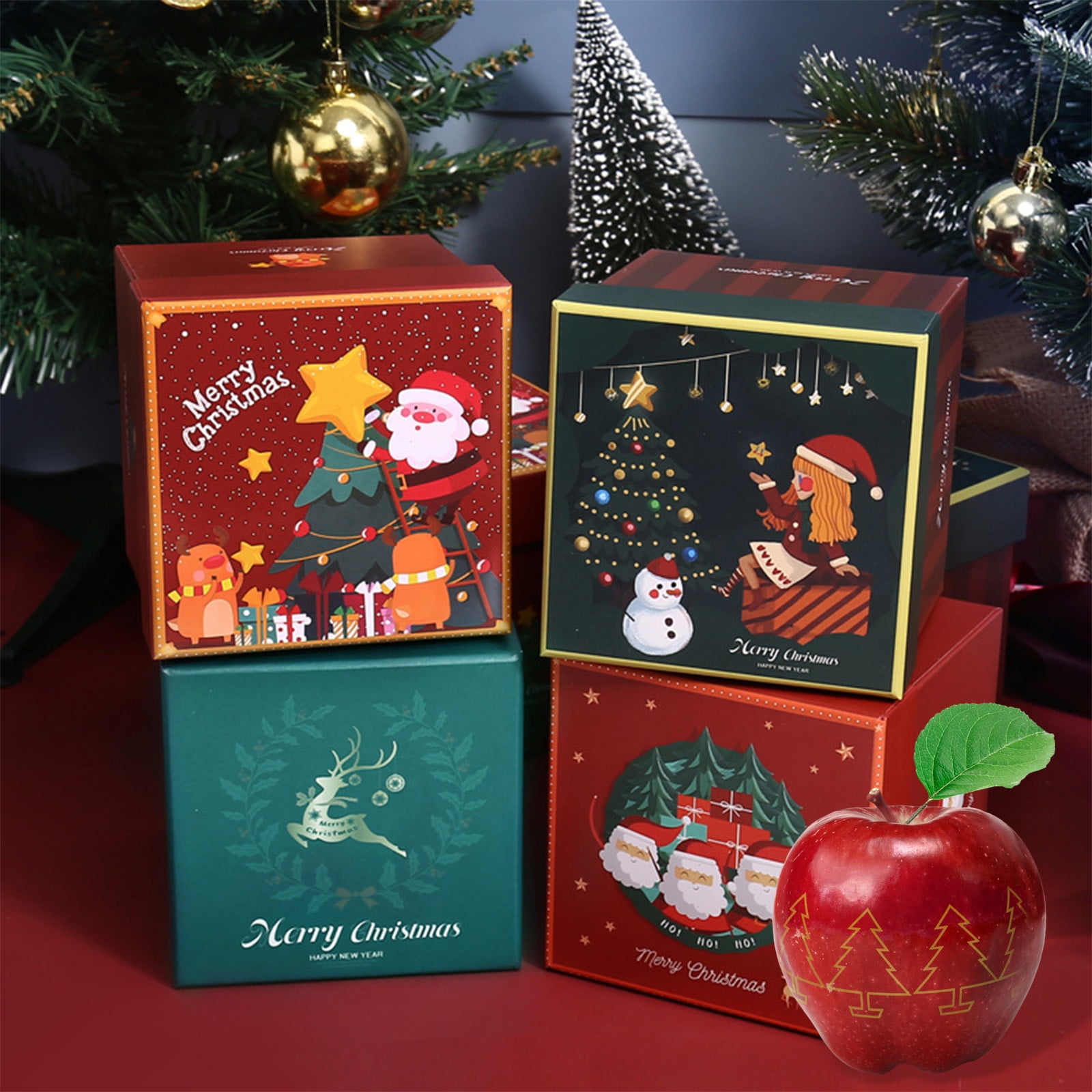 Lksixu Christmas Gift Boxes with Lids, 5x5x5 Inch Small Square