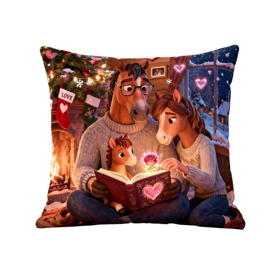 Lksixu Christmas Pillow Covers, 18x18 Inch Cotton-Linen Christmas Animals Decorative Throw Pillow Cases, Soft Skin-Friendly Pillowcases Winter Holiday Cushion Case for Couch Sofa & Living Room