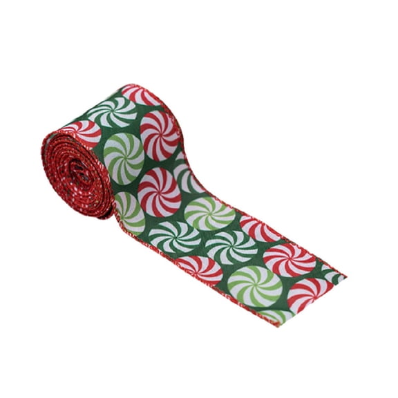 Lksixu Christmas Ribbon Wired 5.5 Yards 2.5 inch Red Green Candy Peppermint Burlap Wired Edge Ribbon, Glitter Christmas Tree Decorative Ribbon Christmas Decorations for Gift Wrapping Craft Bow Wreath