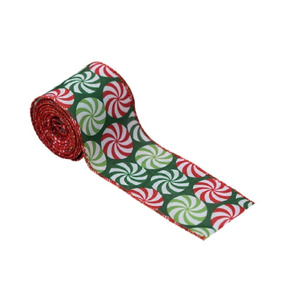 Lksixu Christmas Ribbon Wired 5.5 Yards 2.5 inch Red Green Candy Peppermint Burlap Wired Edge Ribbon, Glitter Christmas Tree Decorative Ribbon Christmas Decorations for Gift Wrapping Craft Bow Wreath