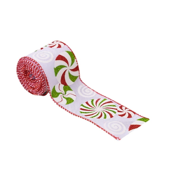Lksixu Christmas Ribbon Wired 5.5 Yards 2.5 inch Red Green Candy Peppermint Burlap Wired Edge Ribbon, Glitter Christmas Tree Decorative Ribbon Christmas Decorations for Gift Wrapping Craft Bow Wreath
