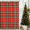 thumbnail image 1 of Lksixu Christmas Shower Curtain for Bathroom, 47"x71" Red & Green Buffalo Plaid Fabric Shower Curtain with Hooks, Waterproof Quick-Drying Winter Holiday Decorative Bath Curtain for Bathtub Spa, 1 of 6