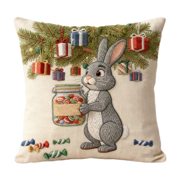 Lksixu Christmas Throw Pillow Covers, 18x18 Inch Cotton-Linen Xmas Animals Decorative Pillow Cases, Soft Skin-Friendly Pillowcases Winter Holiday Cushion Case for Couch Sofa & Living Room