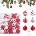 thumbnail image 1 of Lksixu Christmas Tree Ball Ornaments Gift Box Set, 50 Pcs Red & White Shatterproof Glitter Multi-Style Hanging Ball Bauble Sphere, Christmas Decorations Christmas Theme Pendant for Wedding Party, 1 of 6