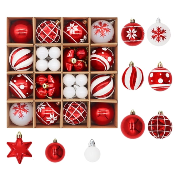 Lksixu Christmas Tree Ball Ornaments Set, Christmas Decorations for Xmas Tree, 42 Pcs Glitter Colorful Shatterproof Plastic Christmas Tree Hanging Baubles, Christmas Pendant Supplies for Wedding Party