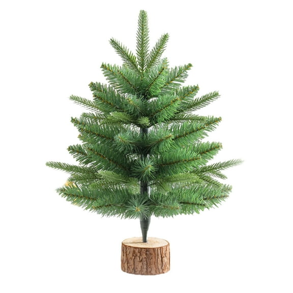 Lksixu Christmas Tree Christmas Decorations, 17.7 inch Miniature Plastic Christmas Desktop Decorative Tree with Wooden Base, Scene Layout Christmas Ornaments for Front Door Desktop Indoor Outdoor