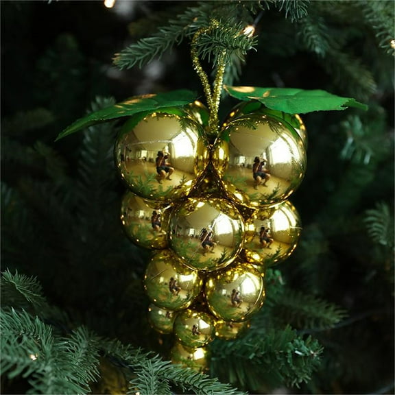 Lksixu Christmas Tree Hanging Ornaments, Christmas Decorations 7" Shatterproof Glitter Faux Grape Clusters for Xmas Tree, Christmas Tree Fruit Pendants Beaded Mirror Balls Baubles for Holiday Party