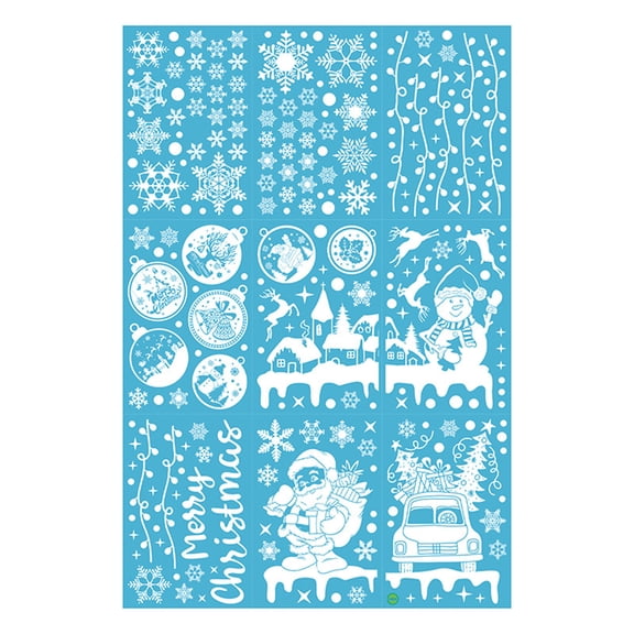 Lksixu Christmas Window Stickers, Christmas Decorations, 9 PCS Christmas Theme Clings Decals, Colorful PVE Candy Decals Wall Decorations for Xmas Party Window Wall Door