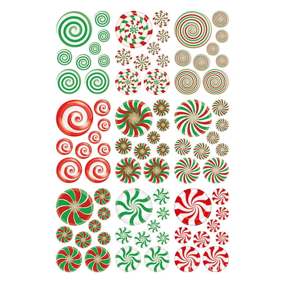 Lksixu Christmas Window Stickers, Christmas Decorations, 9 PCS Christmas Theme Clings Decals, Colorful PVE Candy Decals Wall Decorations for Xmas Party Window Wall Door