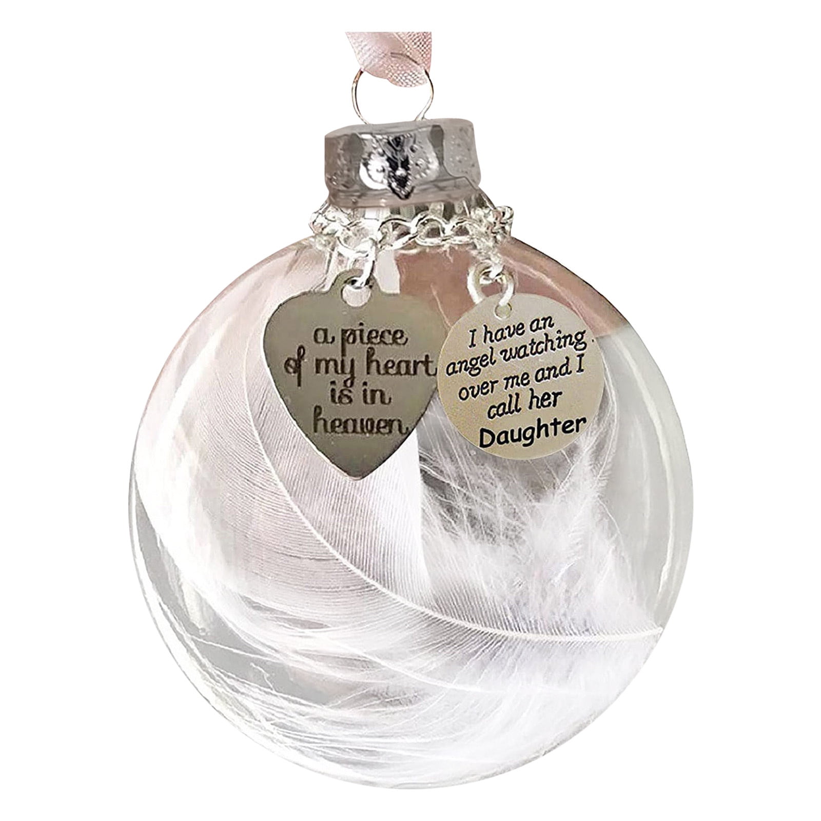 Lksixu Clear Christmas Memorial Ornament Feather Ball, A Piece of My ...