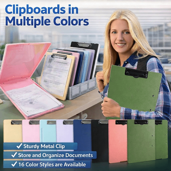 Chmadoxn Clip Boards 13.4x9.4 with Storage, High Capacity Storage Clipboard, Nursing Clipboard Folder with Pen Holder, Heavy Duty Plastic Clipboard with Low Clip, Clipboard Binder for Teacher