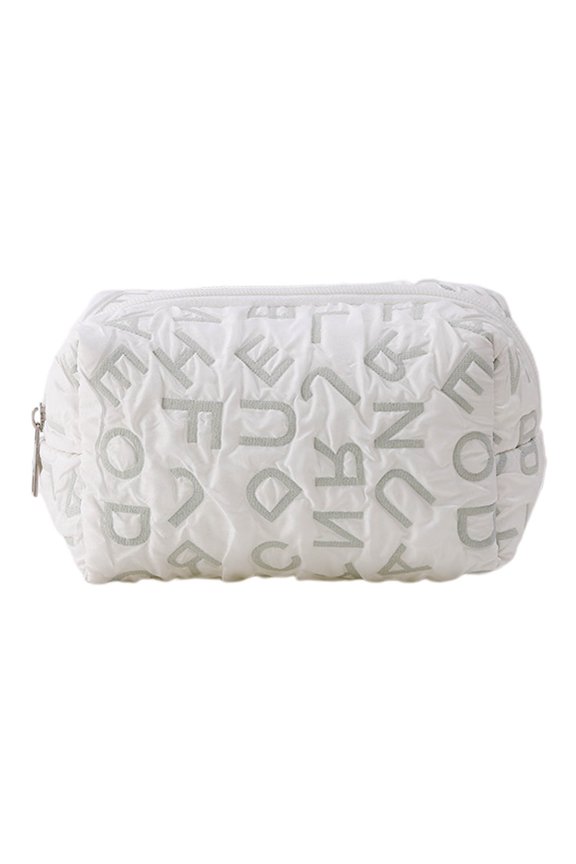 Cute Pencil Case, Letter Pleated Design Pencil Pouch with Sturdy Zipper, Aesthetic Stationery Organizer Large Capacity Pen Holder Portable Travel Makeup Bag for for Office College, Green