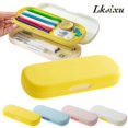 thumbnail image 1 of Lksixu Double-Layer Pencil Case, Hard Plastic Pencil Box with Hinged Lid and Snap Closure, Aesthetic Stationery Organizer Multi-Purpose Crayon Storage Box Office Supplies - Yellow, 1 of 8