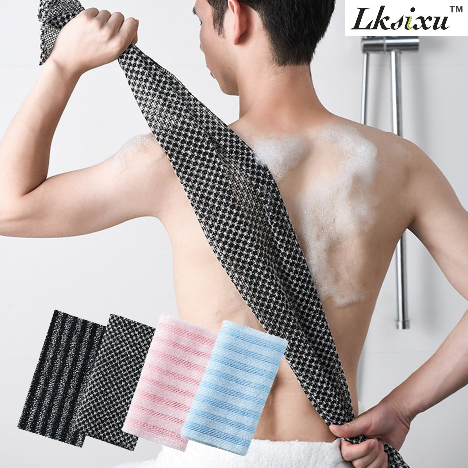 Lksixu Exfoliating Washcloth Towel, 40 inch Long Loofah Wash Sponge ...