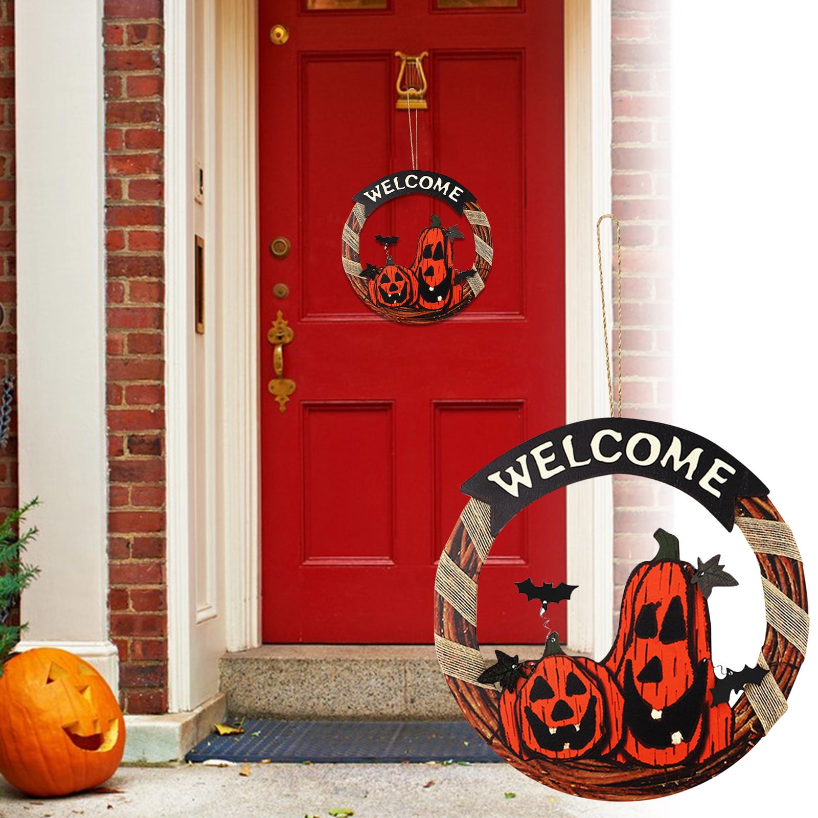 Lksixu Fall Decorations for Home Halloween Pumpkin Hanging Sign Front