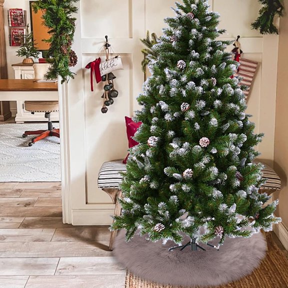 Lksixu Faux Fur Christmas Tree Skirt, 39 Inch Round Solid Color Plush Christmas Tree Base Cover, Soft Fluffy Double Layer Winter Holiday Christmas Tree Mat Christmas Decorations for Wedding Party
