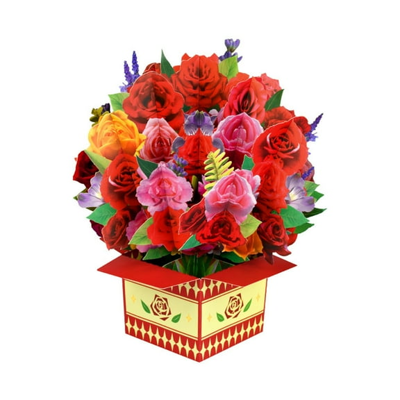 Lksixu Floral Greeting Cards, Forever Flower Bouquet Paper Cards 3D Pop Up Flower Birthday Cards with Blank Note Card and Envelope, Gift Cards for Christmas Valentine Monther's Day All Occasions
