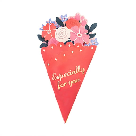 Lksixu Flower Greeting Card, Flower Bouquet Shape Paper Cards Romantic Paper Carved Birthday Cards with Envelope, Foldable Celebration Cards Gifts for Christmas Valentine Monther's Day All Occasions