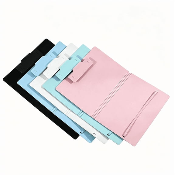 Lksixu Foldable Clipboard, B5 to A4 Size Plastic Clip Boards with Strong Clip, 360 Degree Binder Clipboard with Elastic Band, Portable Waterproof Document Organizer, File Folder for Office Supplies