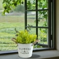 thumbnail image 1 of Lksixu Galvanized Flower Pot with Handles, Rustic Farmhouse White Metal Round Plant Bucket Vintage Flowers Basket Decorative Iron Pails Spring Decorations for Balcony Garden Patio Outdoor, 1 of 5