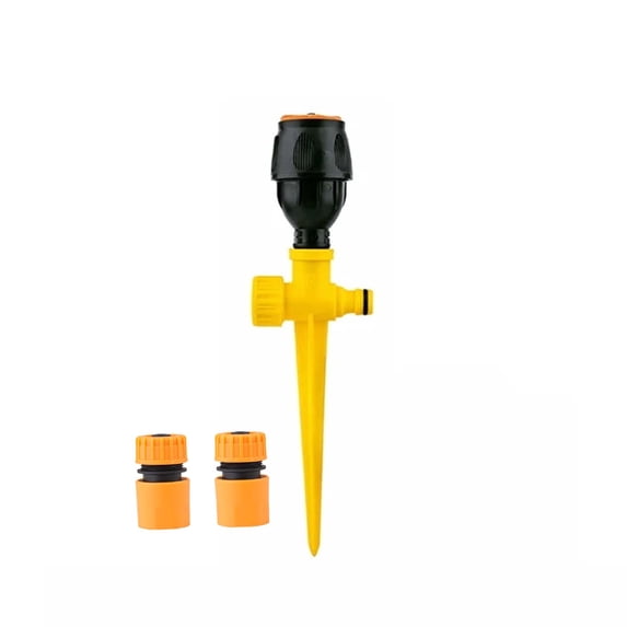 Lksixu Garden Sprinkler for Yard, 360°Coverage Automatic Rotating Irrigation Watering Sprinklers, Metal Large Area Ground Insert Impact Sprinklers with Stand Spike for Lawn Greenhouse Patio Outdoor