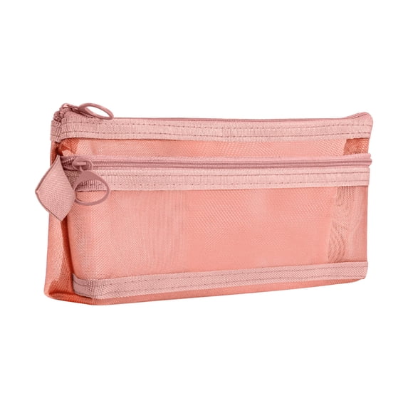 Lksixu Grid Mesh Pencil Case, Double-layer Nylon Pencil Pouch with Zipper, Multi-Purpose Stationery Organizer Large Capacity Clear Exam Pen Bag Portable Travel Cosmetic Bags for Office College